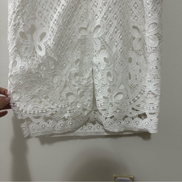 White House Black Market Womens White Dress Size 6 Eyelet Lace Sheath‎ Dress New - Picture 6 of 10